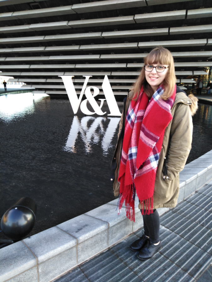 Amanda standing outside of the V&A Dundee