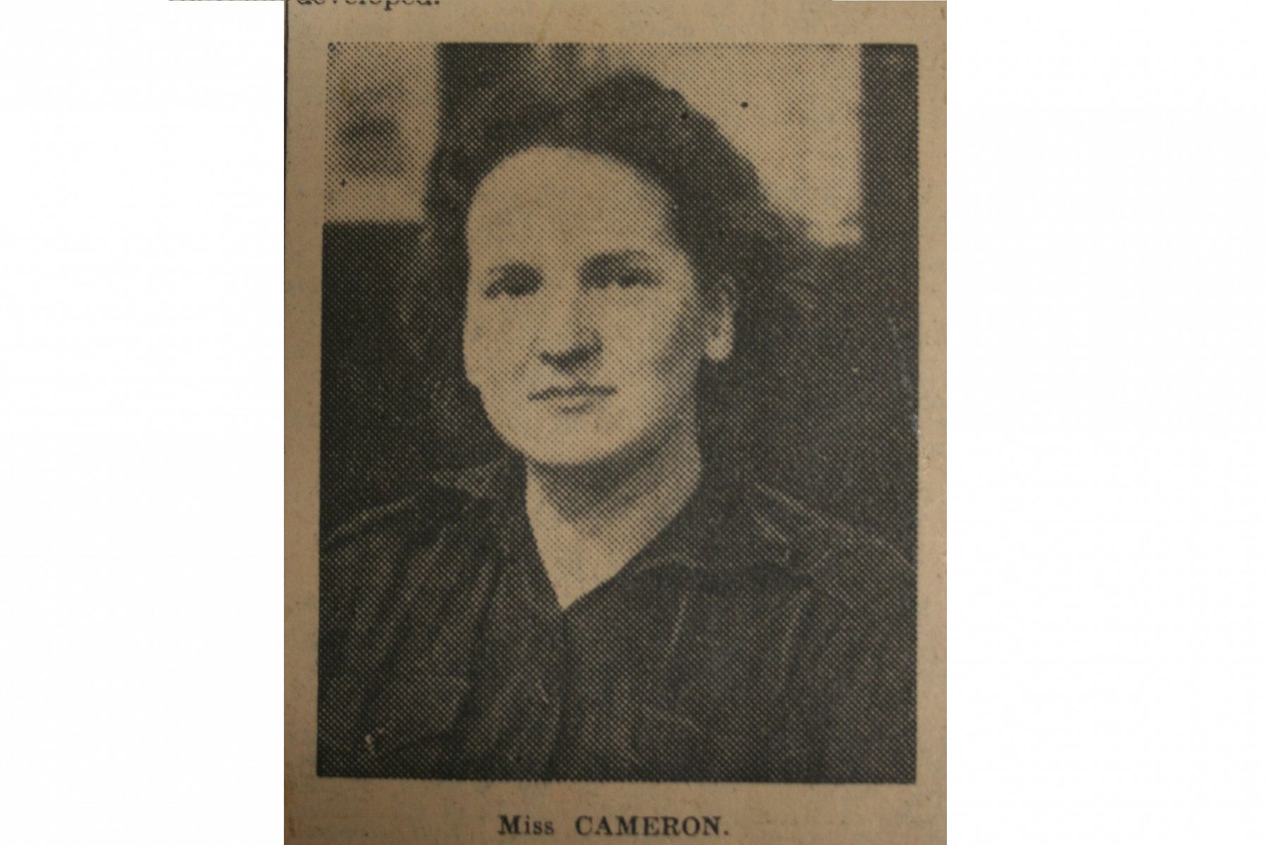 Margaret Cameron, female former student of Dundee Technical College (Abertay University). Black and White photograph from the courier 